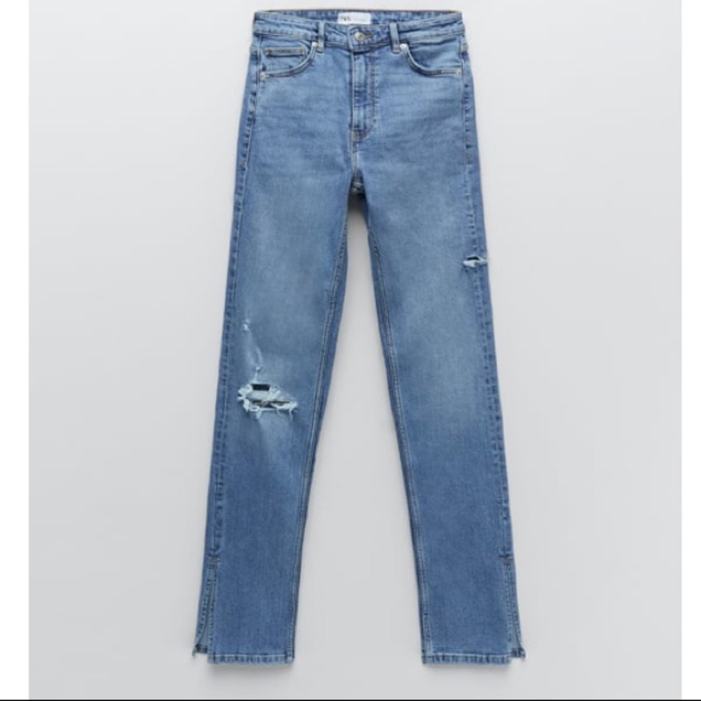 NWT Zara Hi Rise Slim Fit Split Leg Jeans
